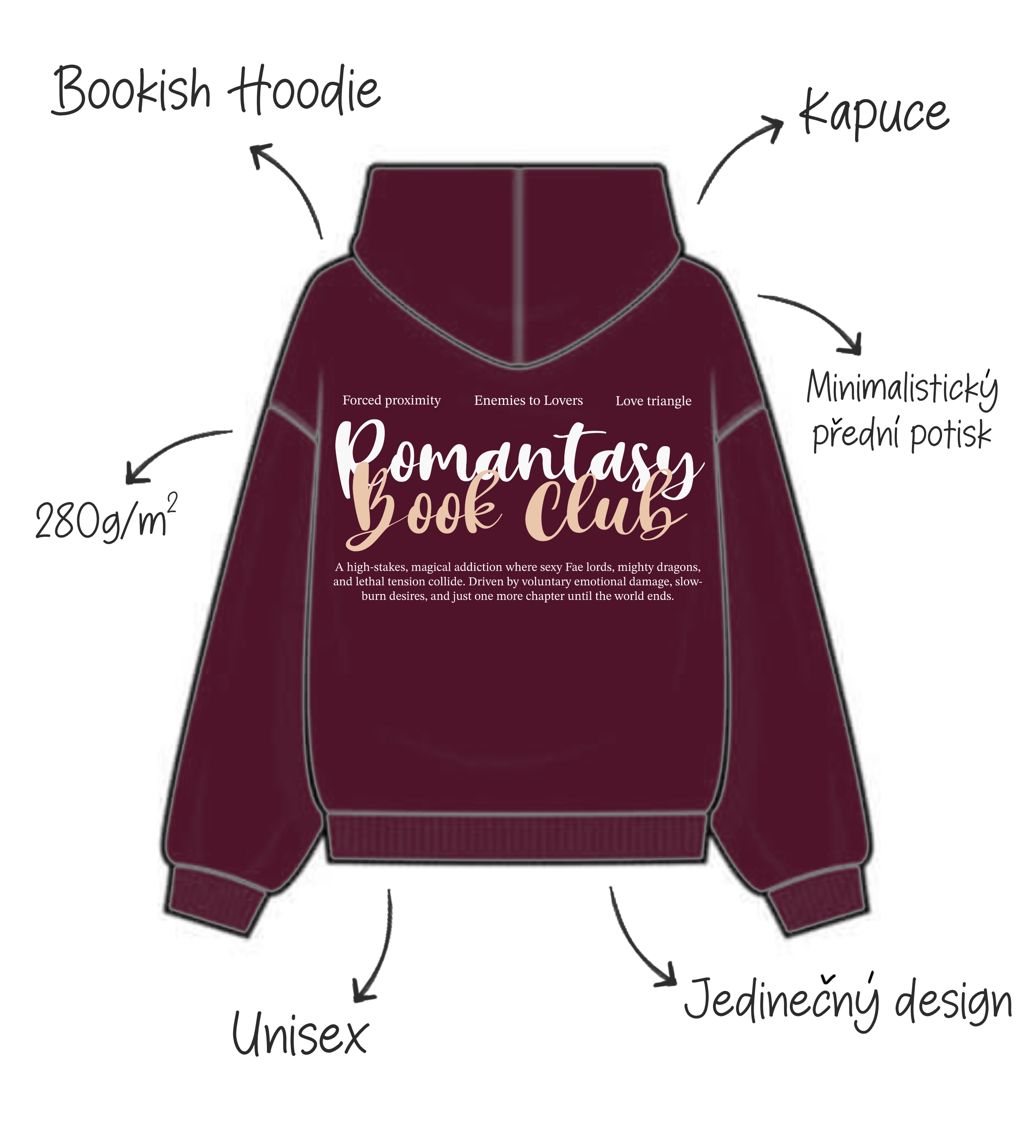 Romantasy Book Club hoodie s kapucí